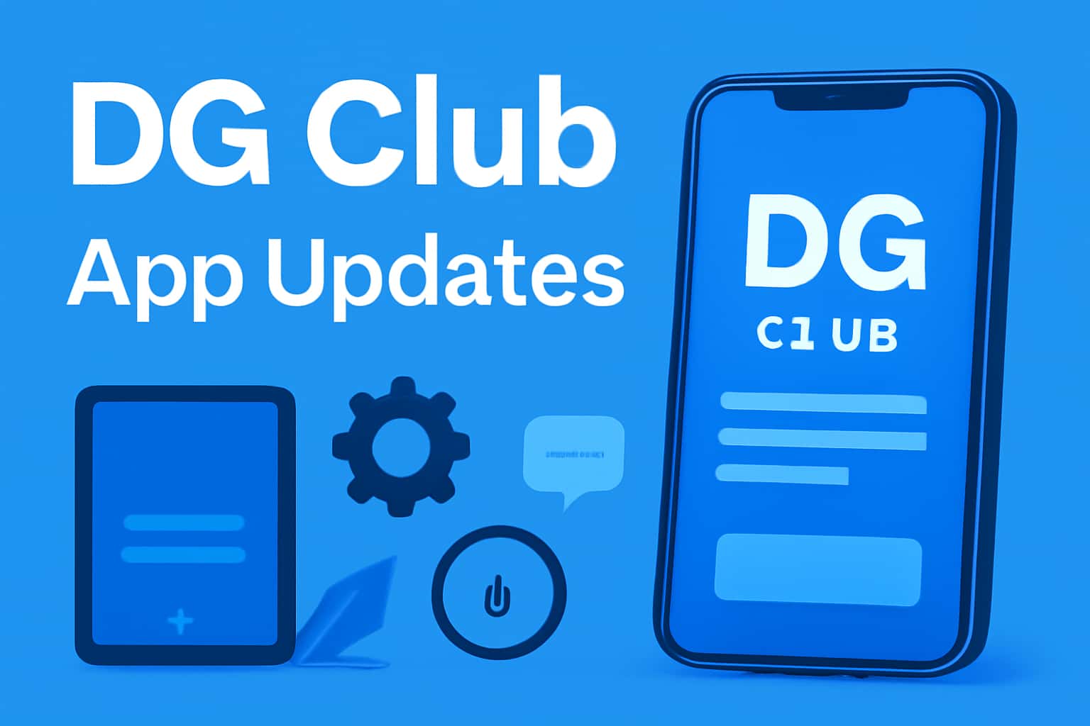 An informative visual depicting the DG Club App Updates with a futuristic design.