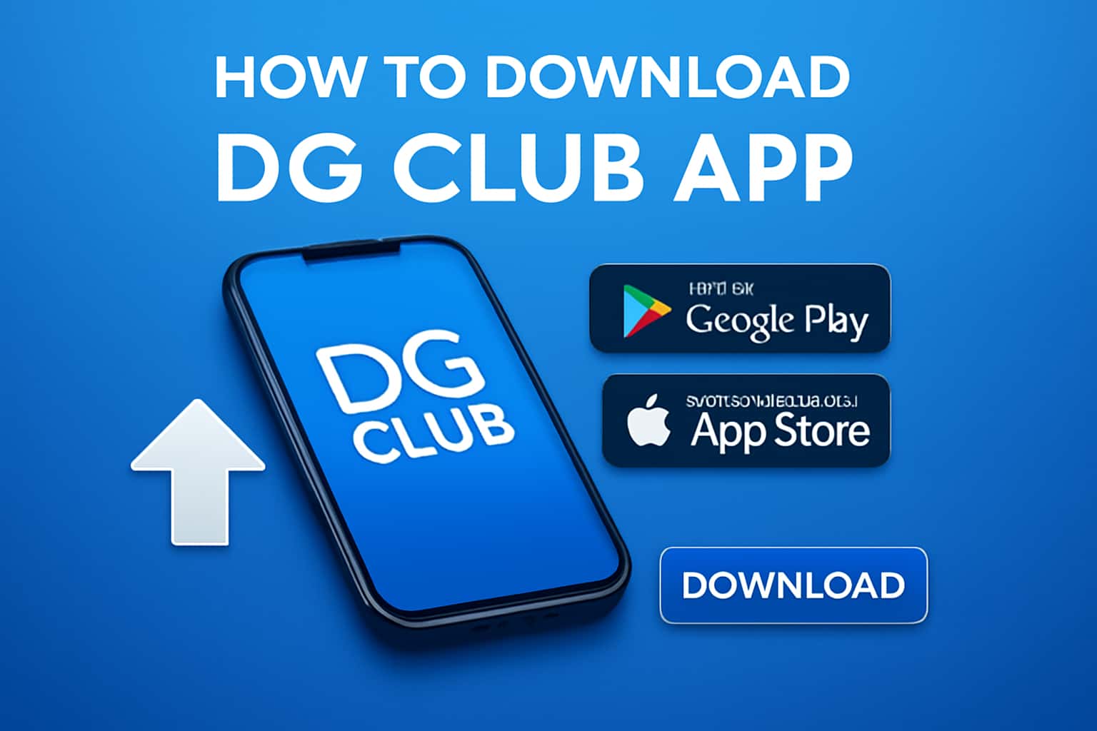 An informative scene depicting the DG Club App download process with a modern design.