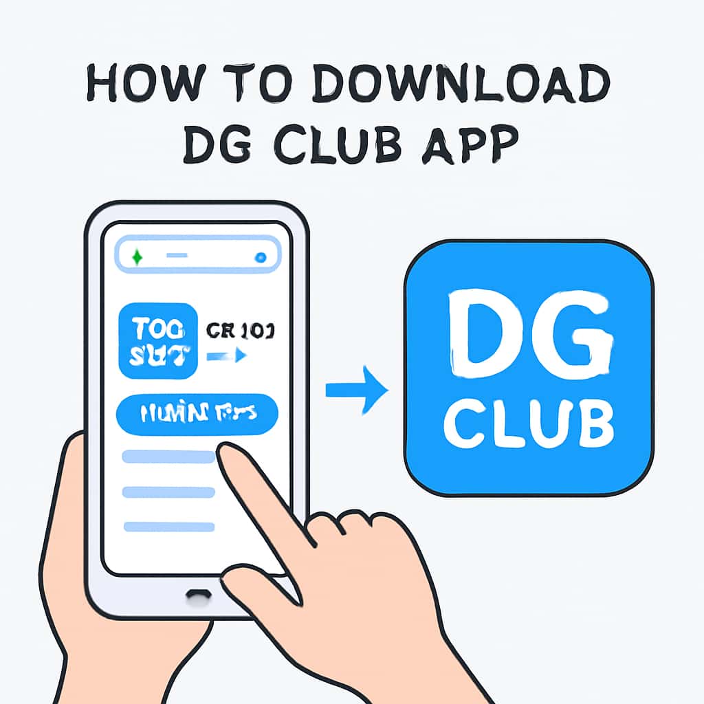 Illustration demonstrating steps to download the DG Club App.