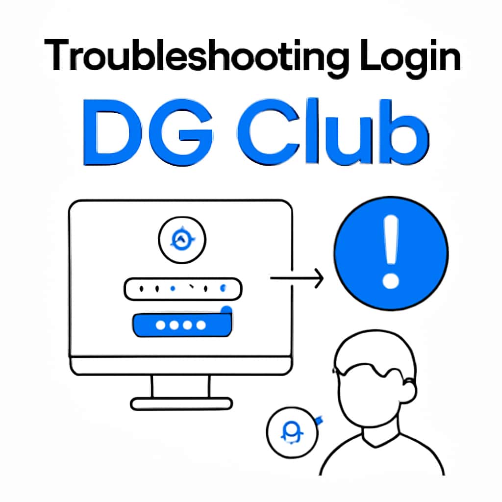 An educational diagram that explains troubleshooting steps for DG Club login.