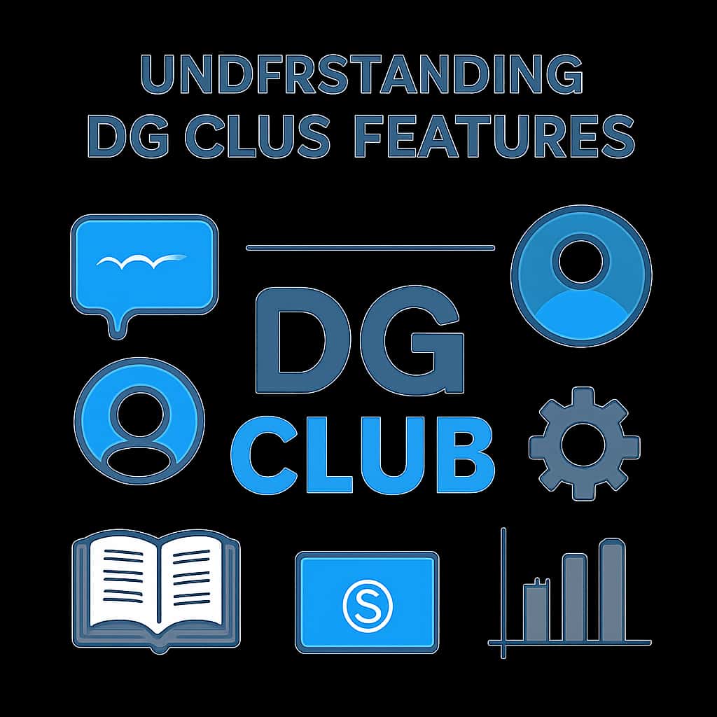 A diagram illustrating the key features of DG Club.